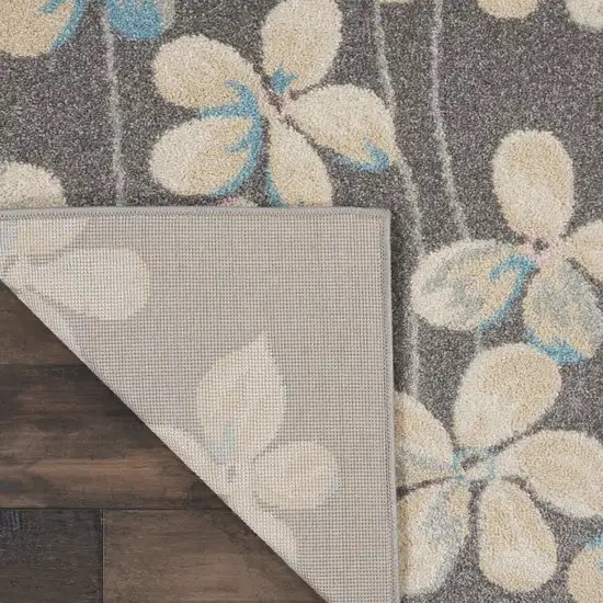 Beige And Gray Floral Area Rug Photo 8
