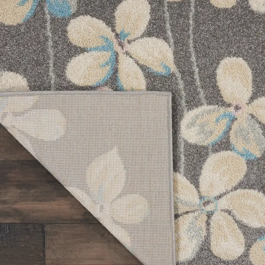 Beige And Gray Floral Area Rug Photo 8
