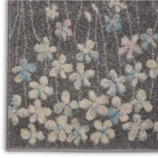Beige And Gray Floral Area Rug Photo 6