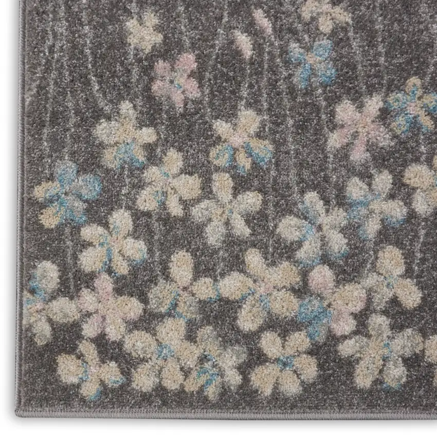 Beige And Gray Floral Area Rug Photo 6
