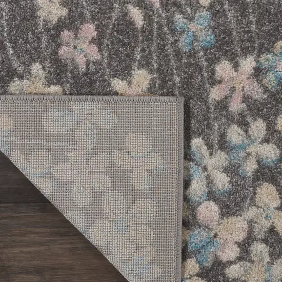 Beige And Gray Floral Area Rug Photo 7
