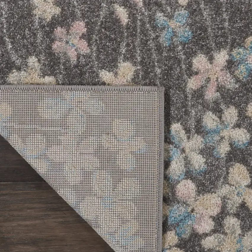 Beige And Gray Floral Area Rug Photo 7