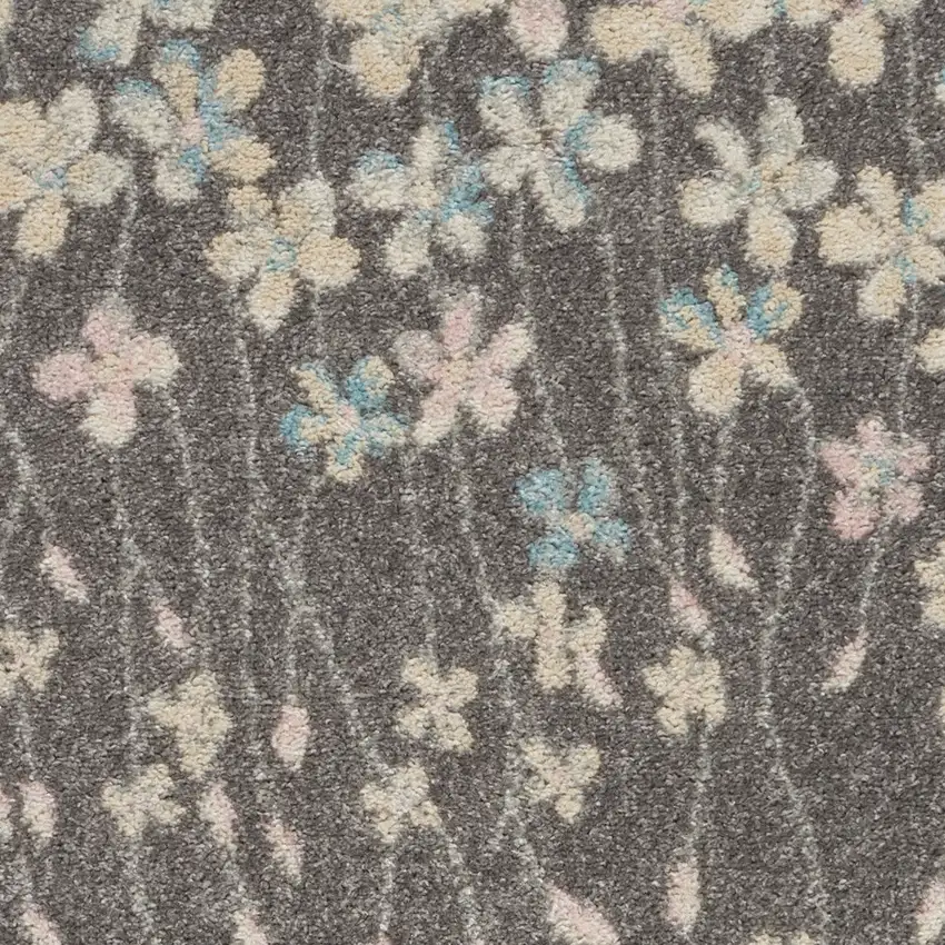 Beige And Gray Floral Area Rug Photo 7