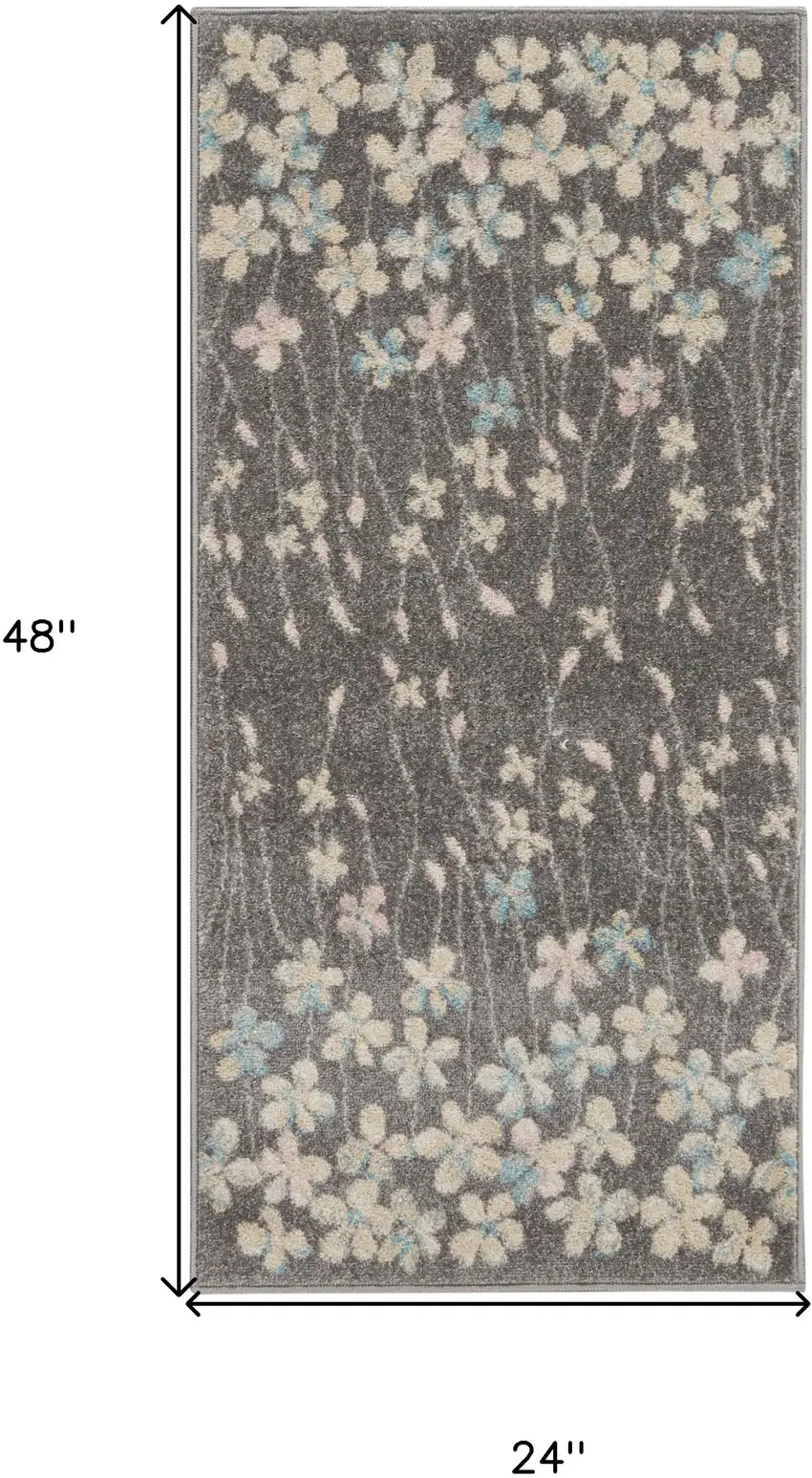 Beige And Gray Floral Area Rug Photo 3