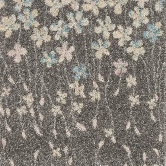 Beige And Gray Floral Area Rug Photo 8
