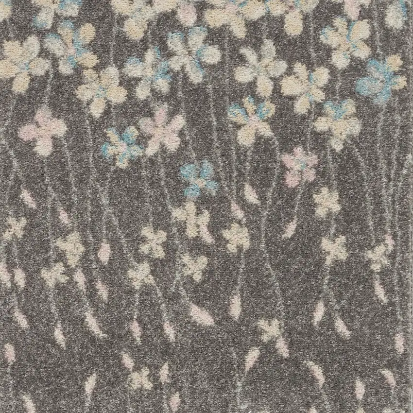 Beige And Gray Floral Area Rug Photo 8