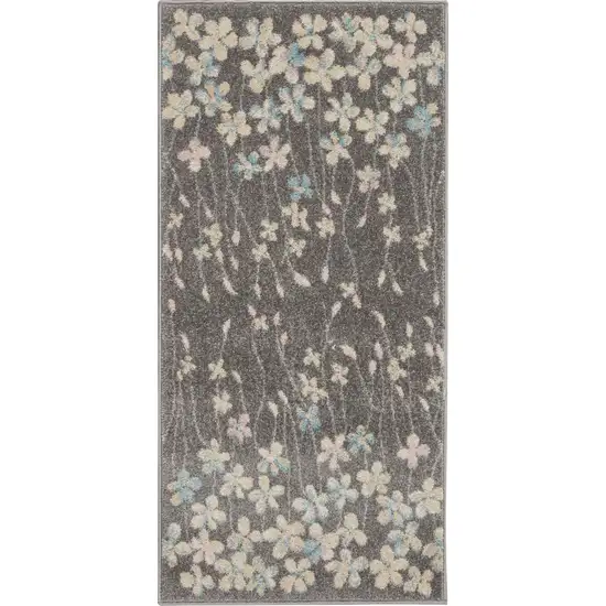 Beige And Gray Floral Area Rug Photo 2