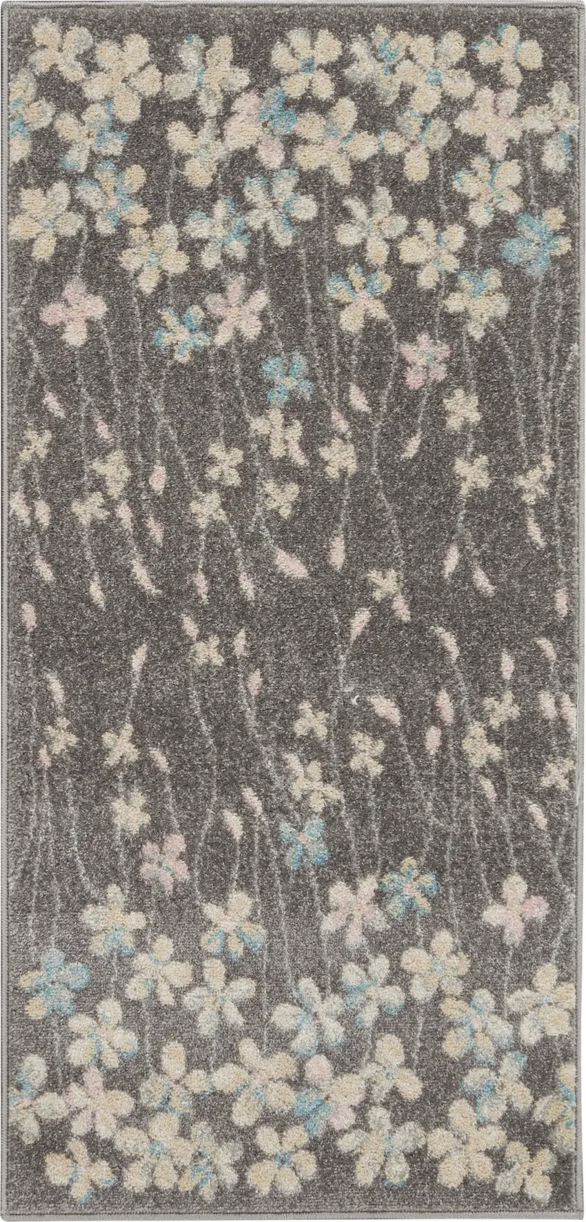 Beige And Gray Floral Area Rug Photo 2