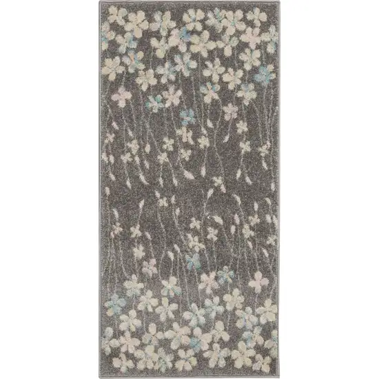 Beige And Gray Floral Area Rug Photo 1