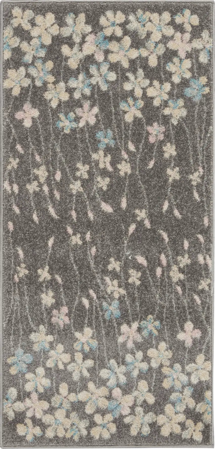 Beige And Gray Floral Area Rug Photo 1