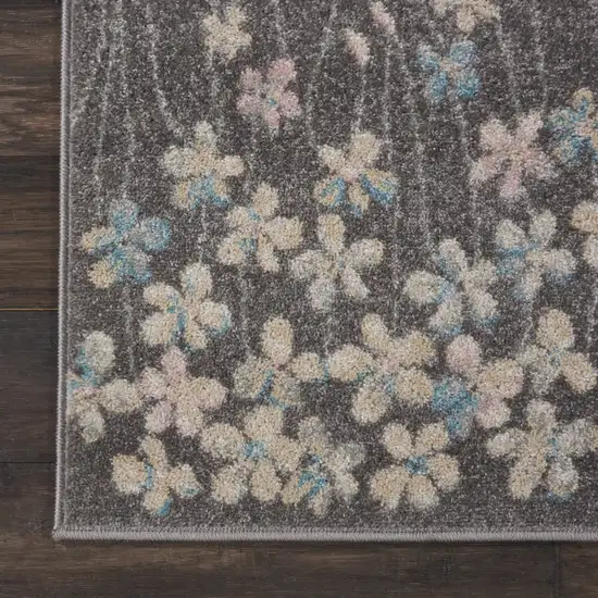 Beige And Gray Floral Area Rug Photo 4