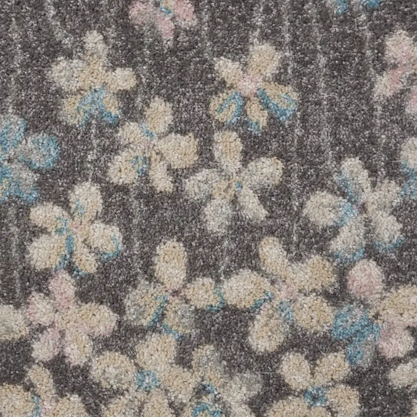 Beige And Gray Floral Area Rug Photo 9