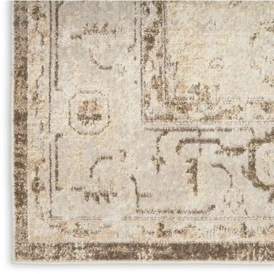 Beige And Gray Floral Distressed Area Rug Photo 8