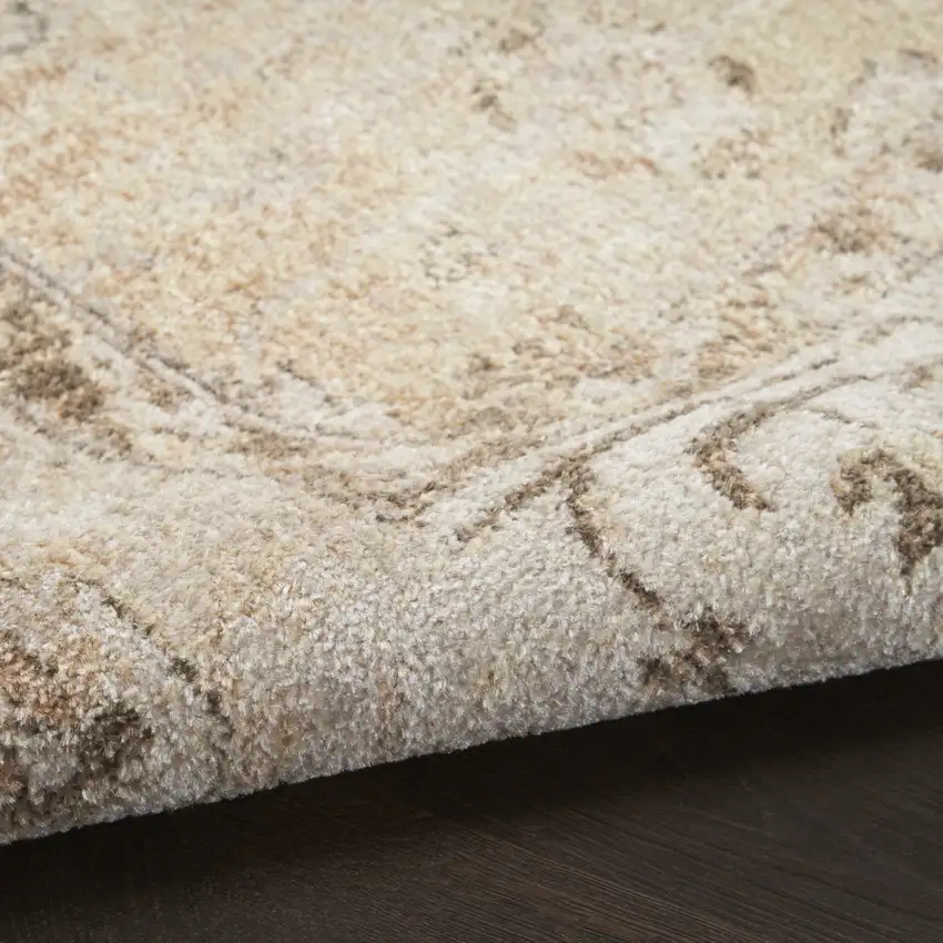 Beige And Gray Floral Distressed Area Rug Photo 9