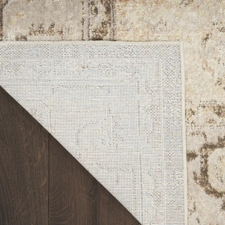 Beige And Gray Floral Distressed Area Rug Photo 7