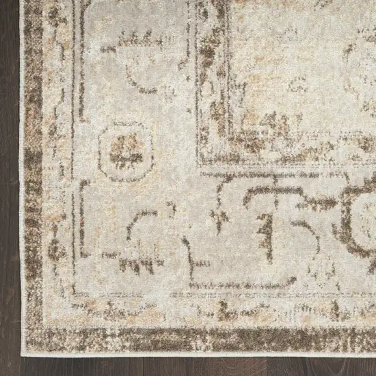 Beige And Gray Floral Distressed Area Rug Photo 8