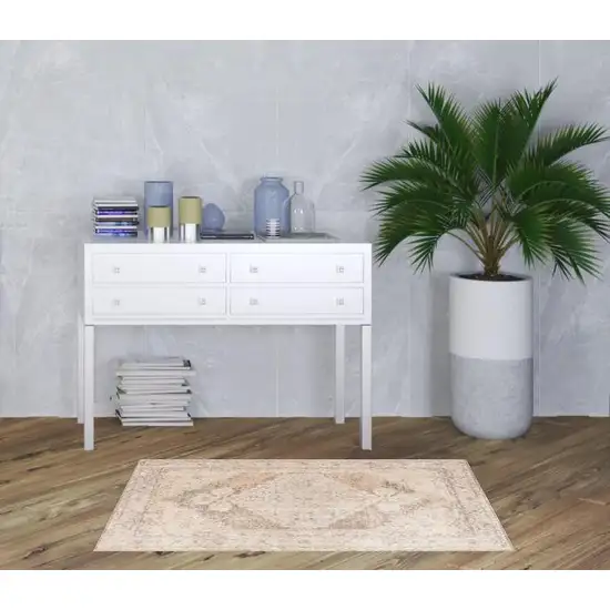 Beige And Gray Floral Distressed Area Rug Photo 1