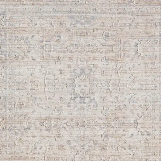Beige And Gray Floral Square Rug Photo 4