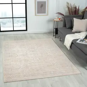 Photo of Beige And Gray Floral Square Rug
