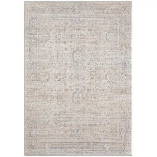 Beige And Gray Floral Square Rug Photo 2