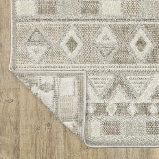 Beige And Gray Geometric Area Rug Photo 9