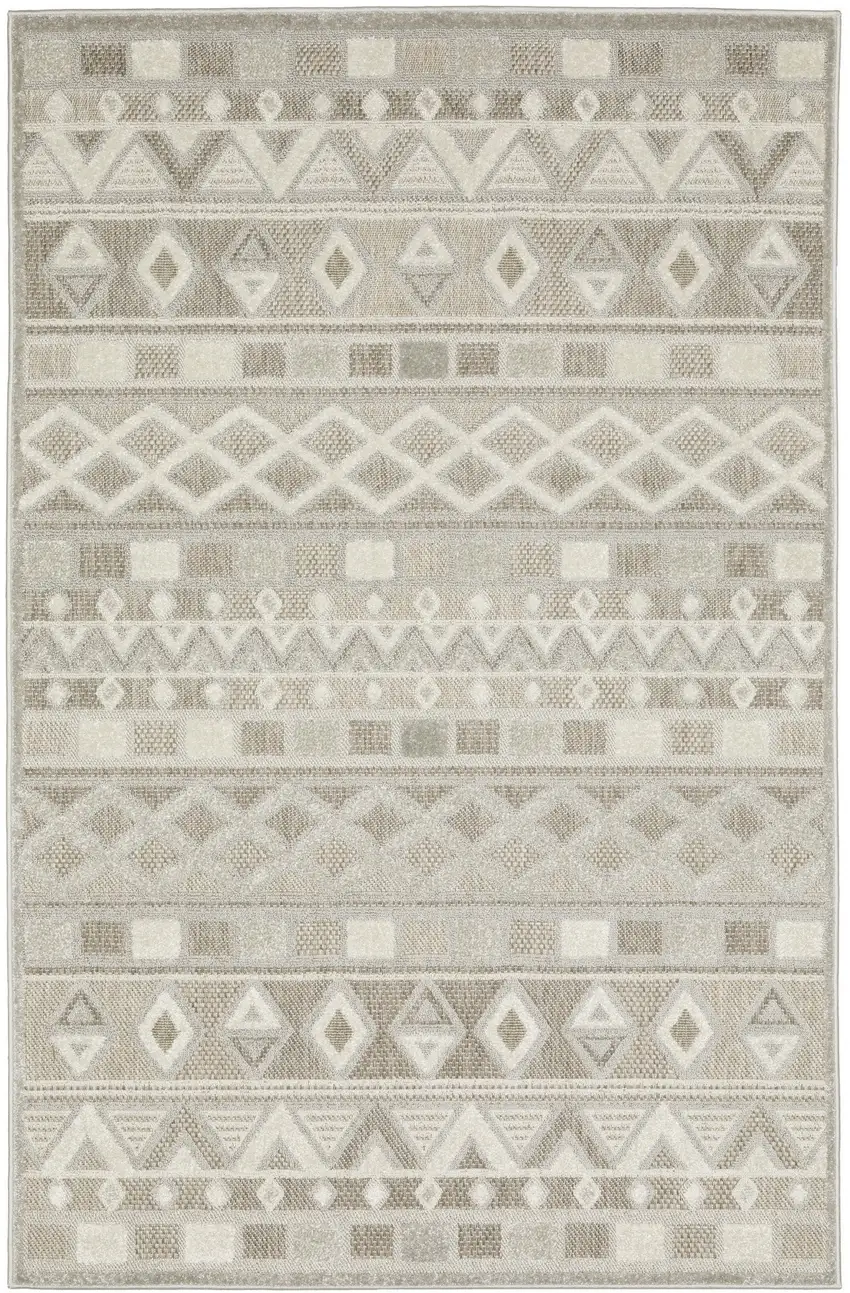 Beige And Gray Geometric Area Rug Photo 6