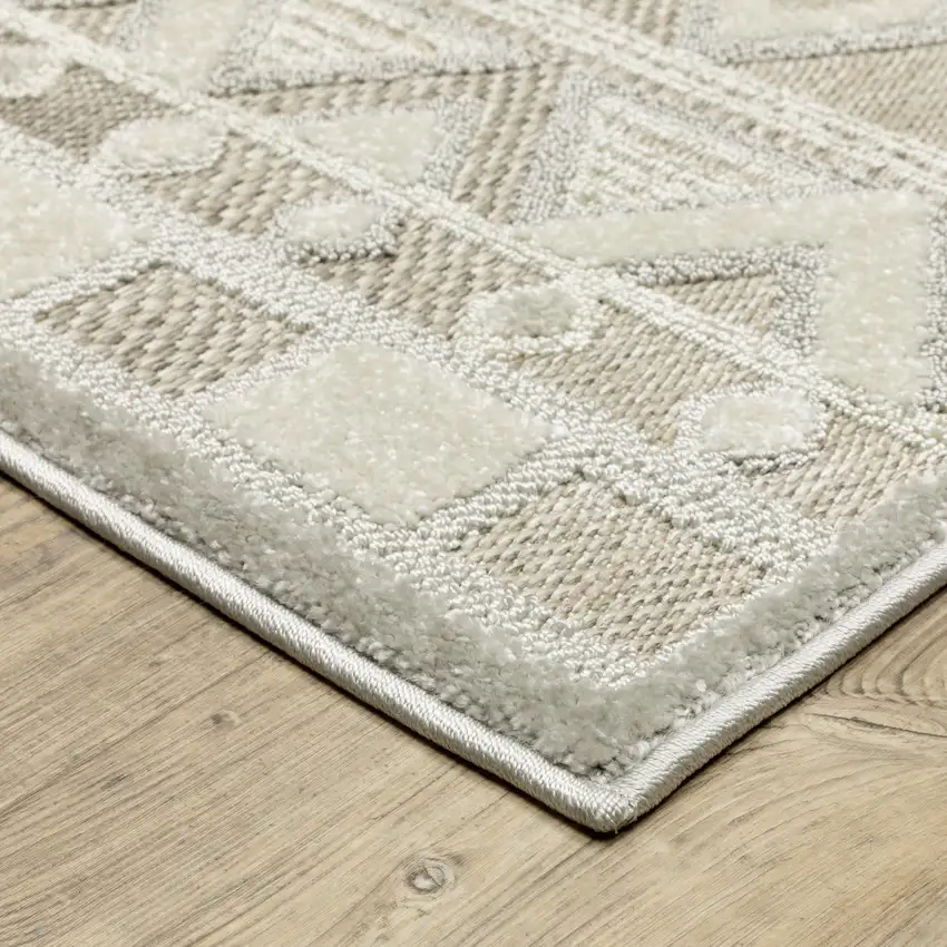 Beige And Gray Geometric Area Rug Photo 7