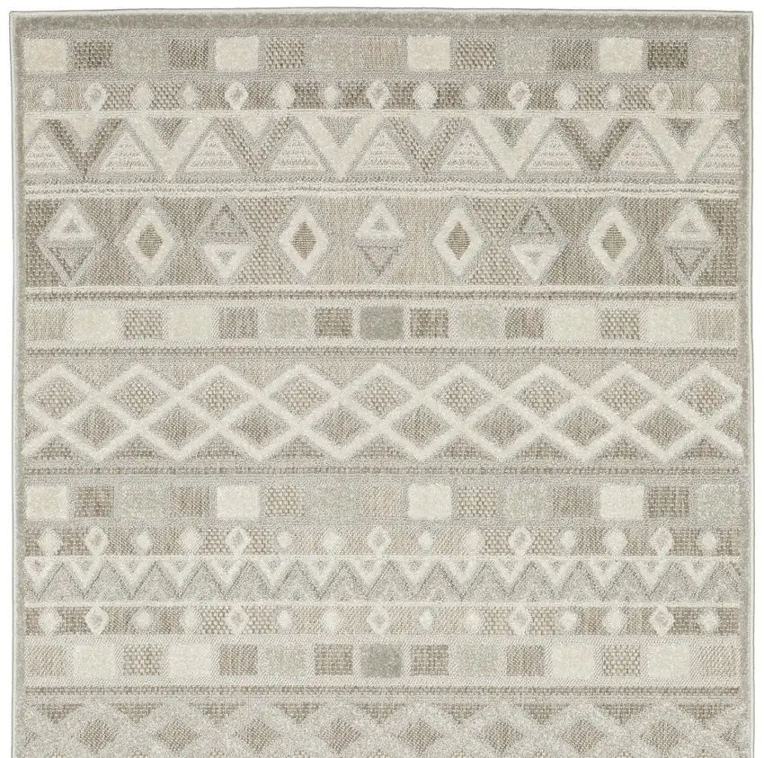 Beige And Gray Geometric Area Rug Photo 4