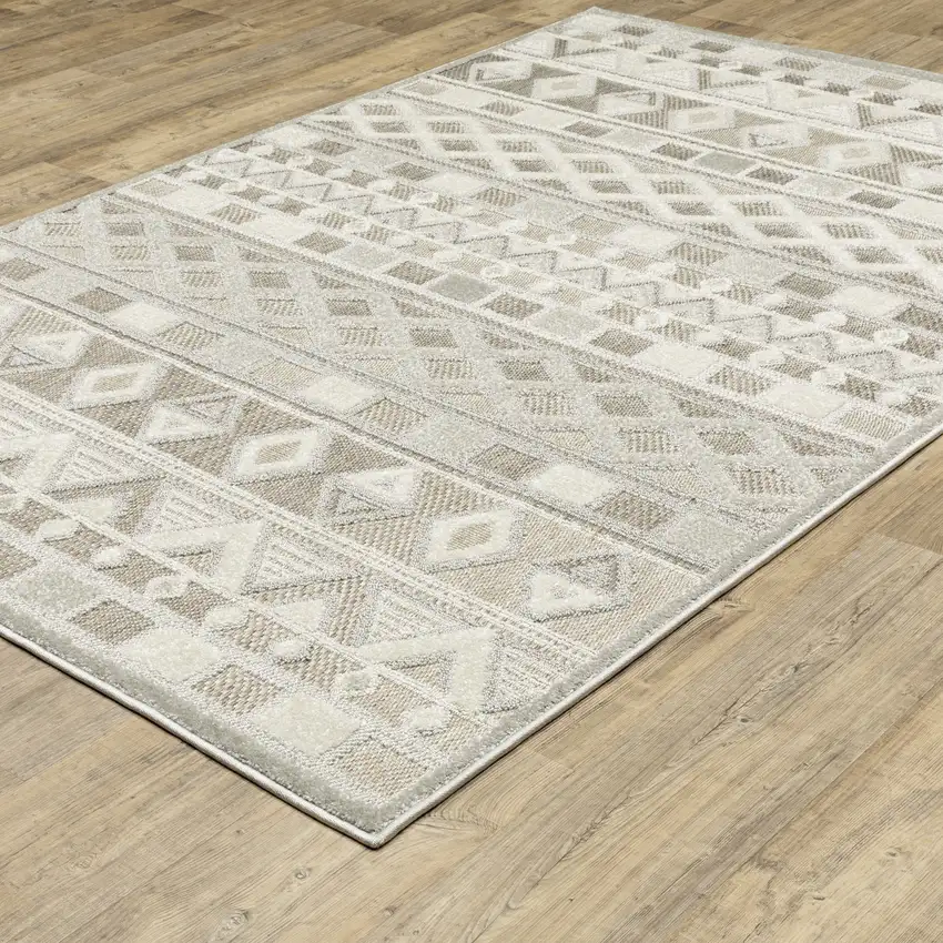 Beige And Gray Geometric Area Rug Photo 8