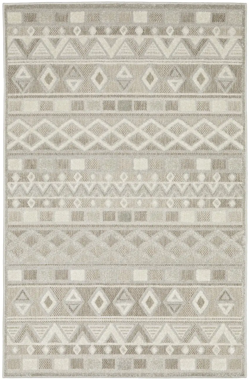 Beige And Gray Geometric Area Rug Photo 2
