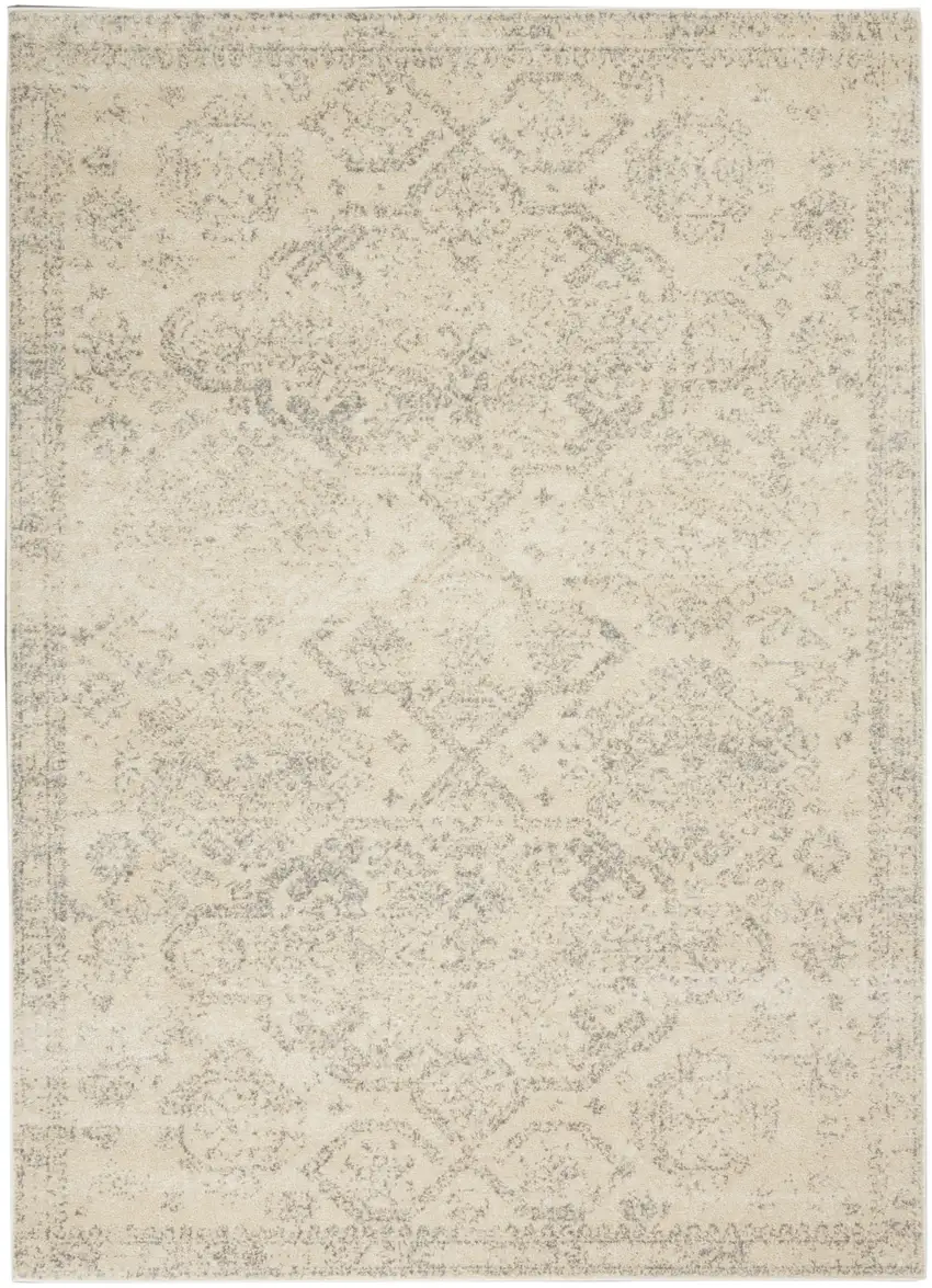 Beige And Gray Geometric Distressed Area Rug Photo 2