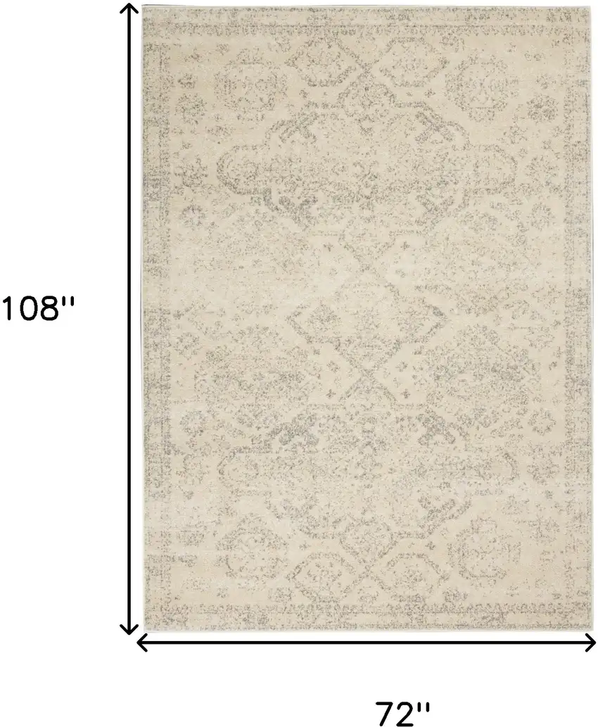 Beige And Gray Geometric Distressed Area Rug Photo 3