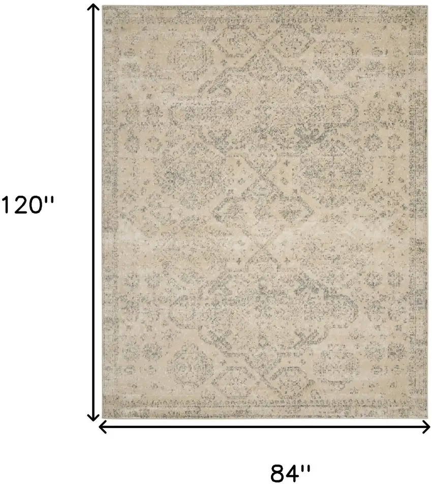 Beige And Gray Geometric Distressed Area Rug Photo 3