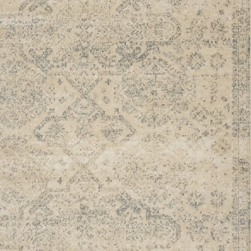Beige And Gray Geometric Distressed Area Rug Photo 4