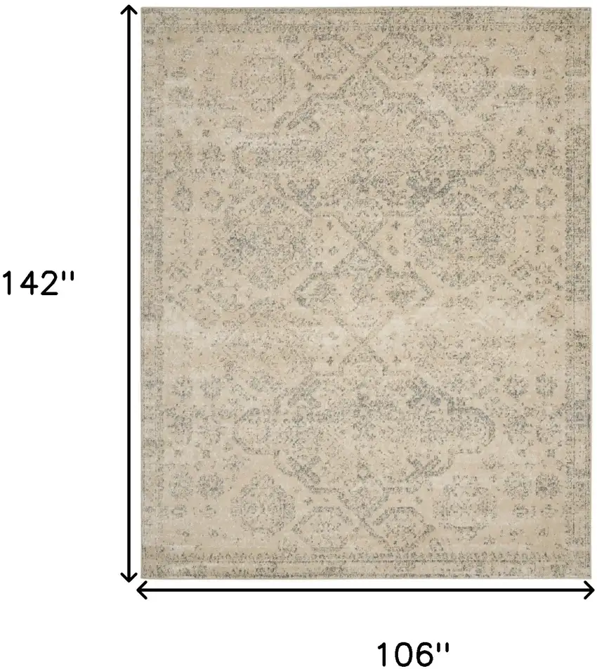 Beige And Gray Geometric Distressed Area Rug Photo 3