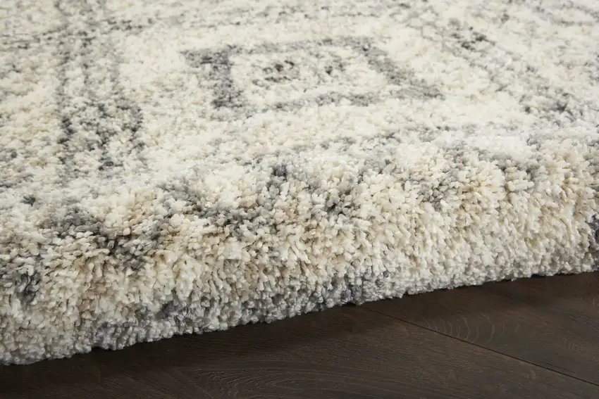 Beige And Gray Geometric Shag Non Skid Area Rug With Fringe Photo 9