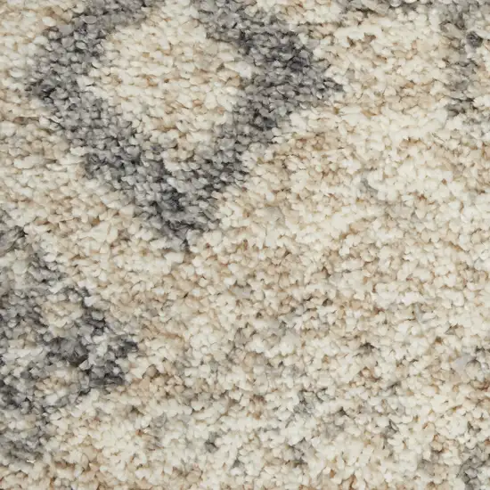 Beige And Gray Geometric Shag Non Skid Area Rug With Fringe Photo 8
