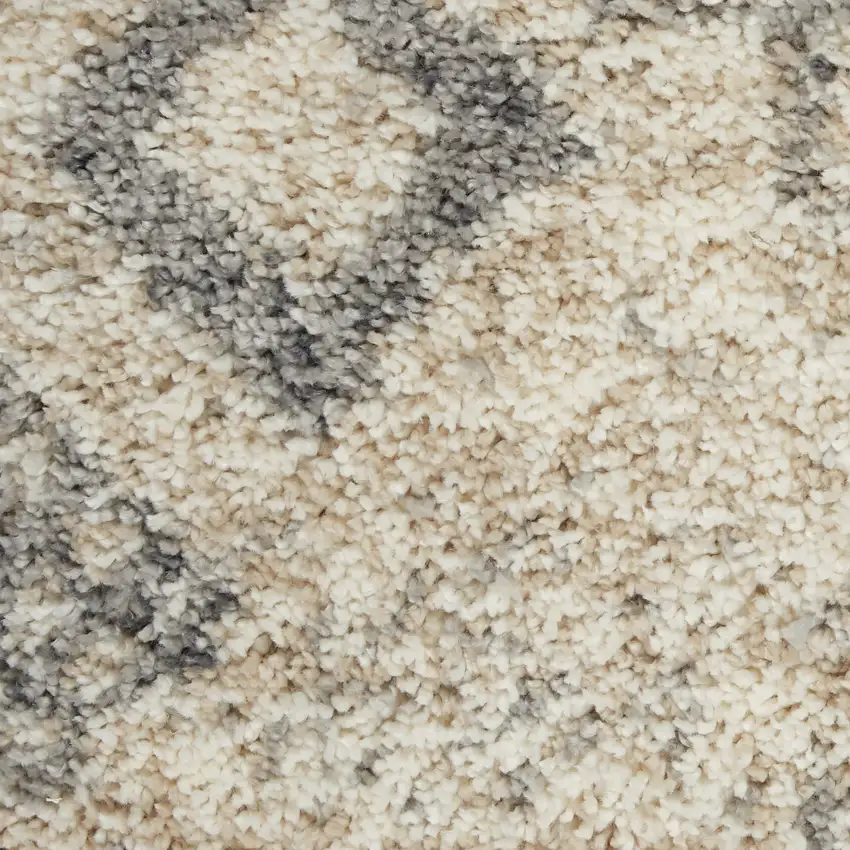 Beige And Gray Geometric Shag Non Skid Area Rug With Fringe Photo 8