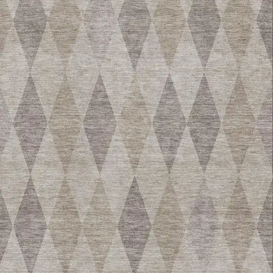 Beige And Gray Geometric Washable Area Rug With UV Protection Photo 3