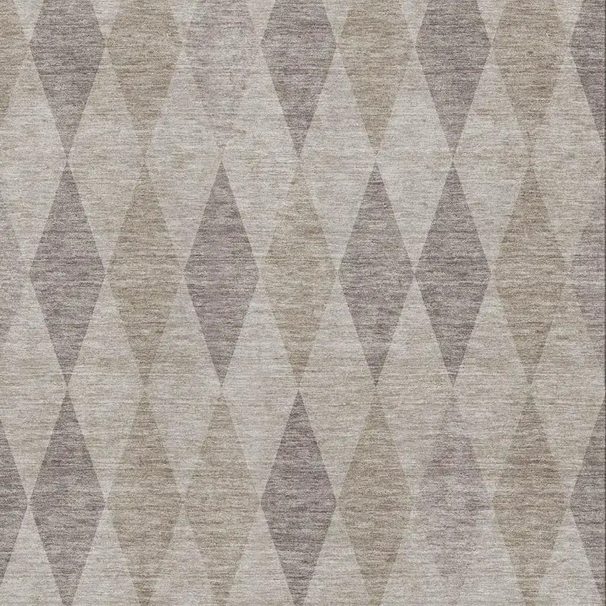 Beige And Gray Geometric Washable Area Rug With UV Protection Photo 3