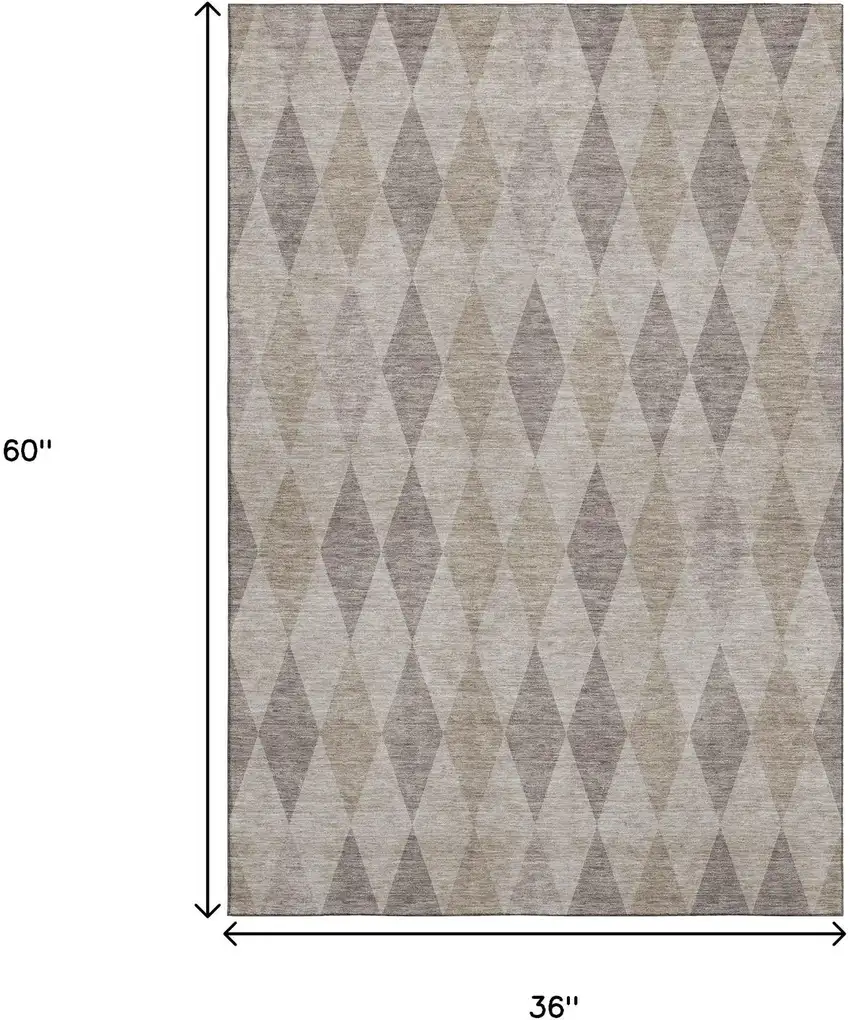 Beige And Gray Geometric Washable Area Rug With UV Protection Photo 3