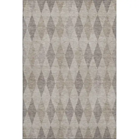 Beige And Gray Geometric Washable Area Rug With UV Protection Photo 1