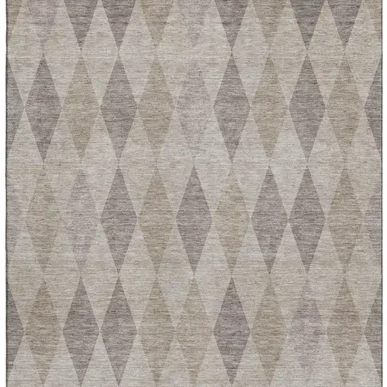 Beige And Gray Geometric Washable Area Rug With UV Protection Photo 4