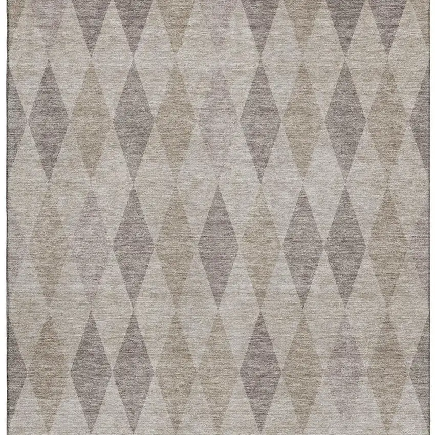Beige And Gray Geometric Washable Area Rug With UV Protection Photo 4
