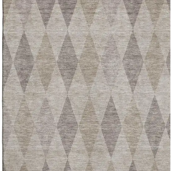 Beige And Gray Geometric Washable Area Rug With UV Protection Photo 3