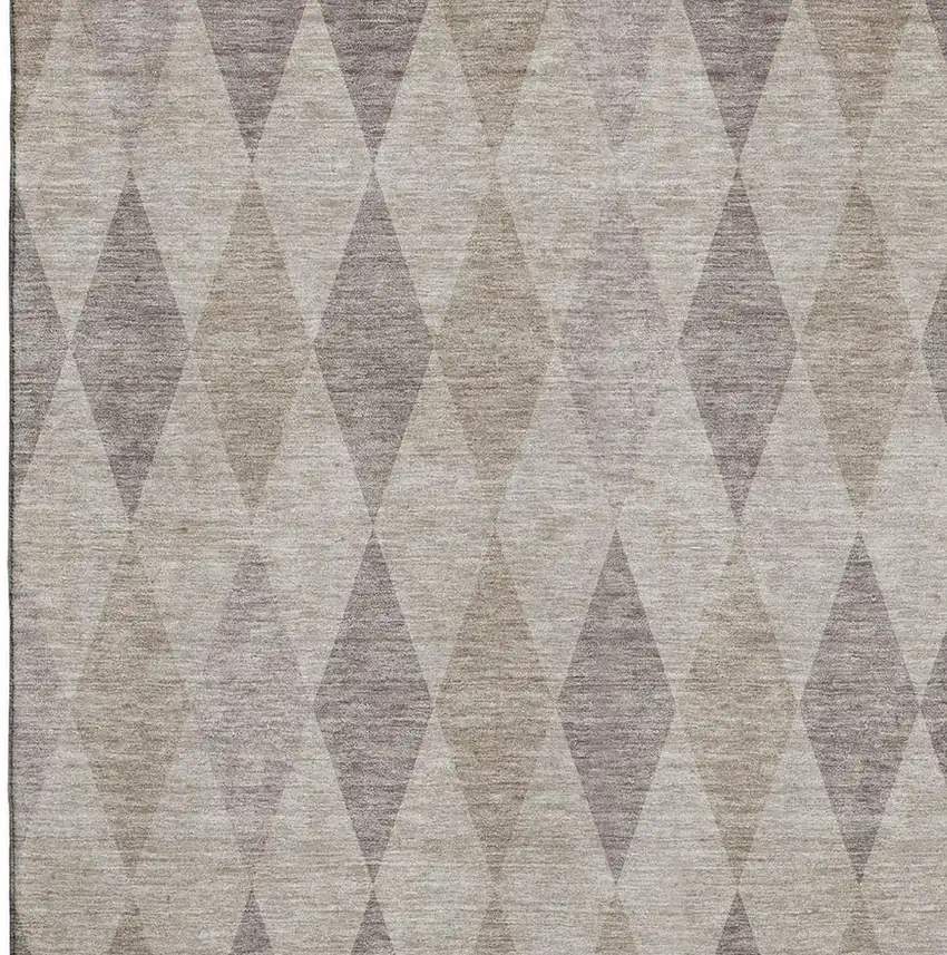 Beige And Gray Geometric Washable Area Rug With UV Protection Photo 3