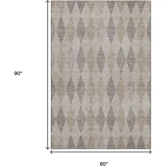 Beige And Gray Geometric Washable Area Rug With UV Protection Photo 3