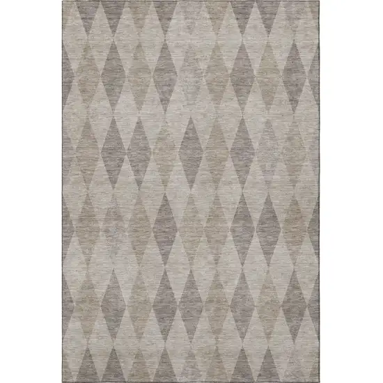 Beige And Gray Geometric Washable Area Rug With UV Protection Photo 4