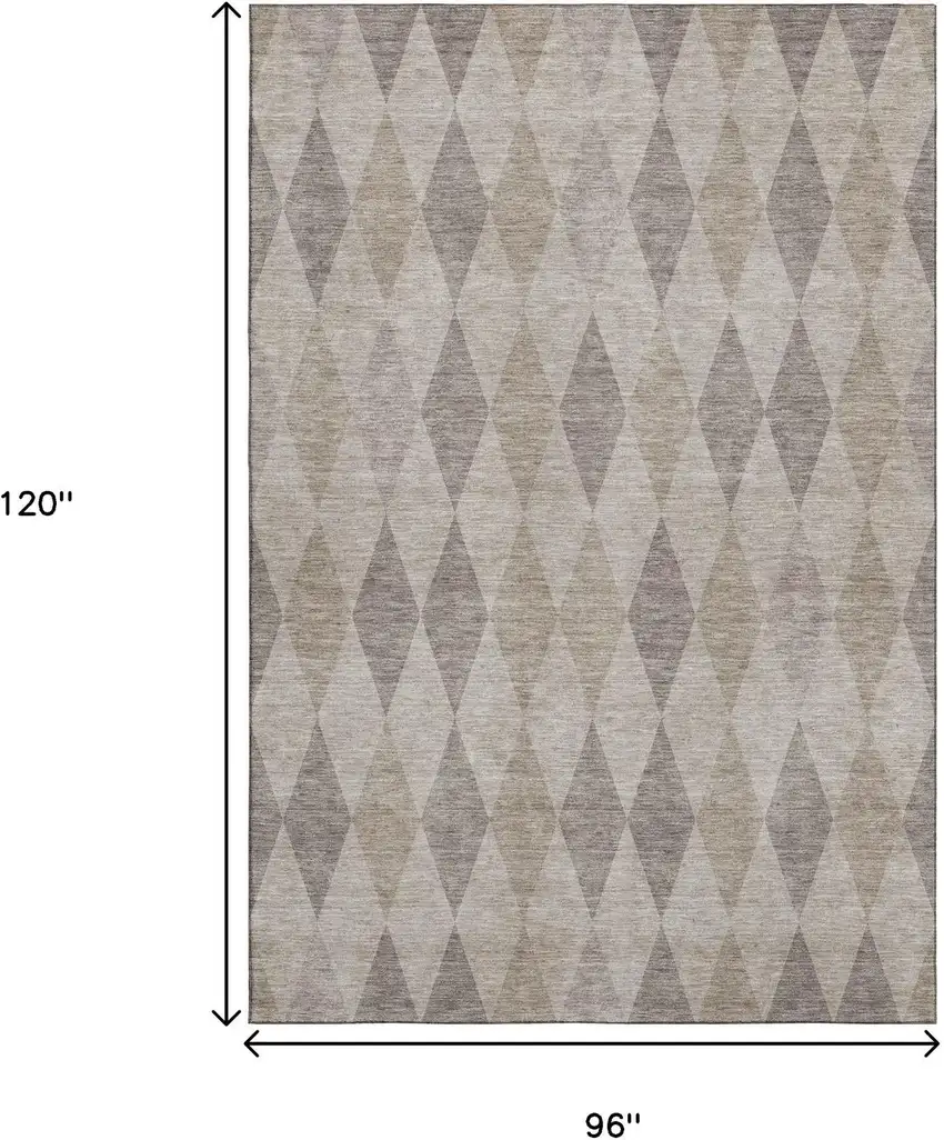 Beige And Gray Geometric Washable Area Rug With UV Protection Photo 3