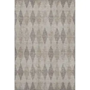 Photo of Beige And Gray Geometric Washable Area Rug With UV Protection